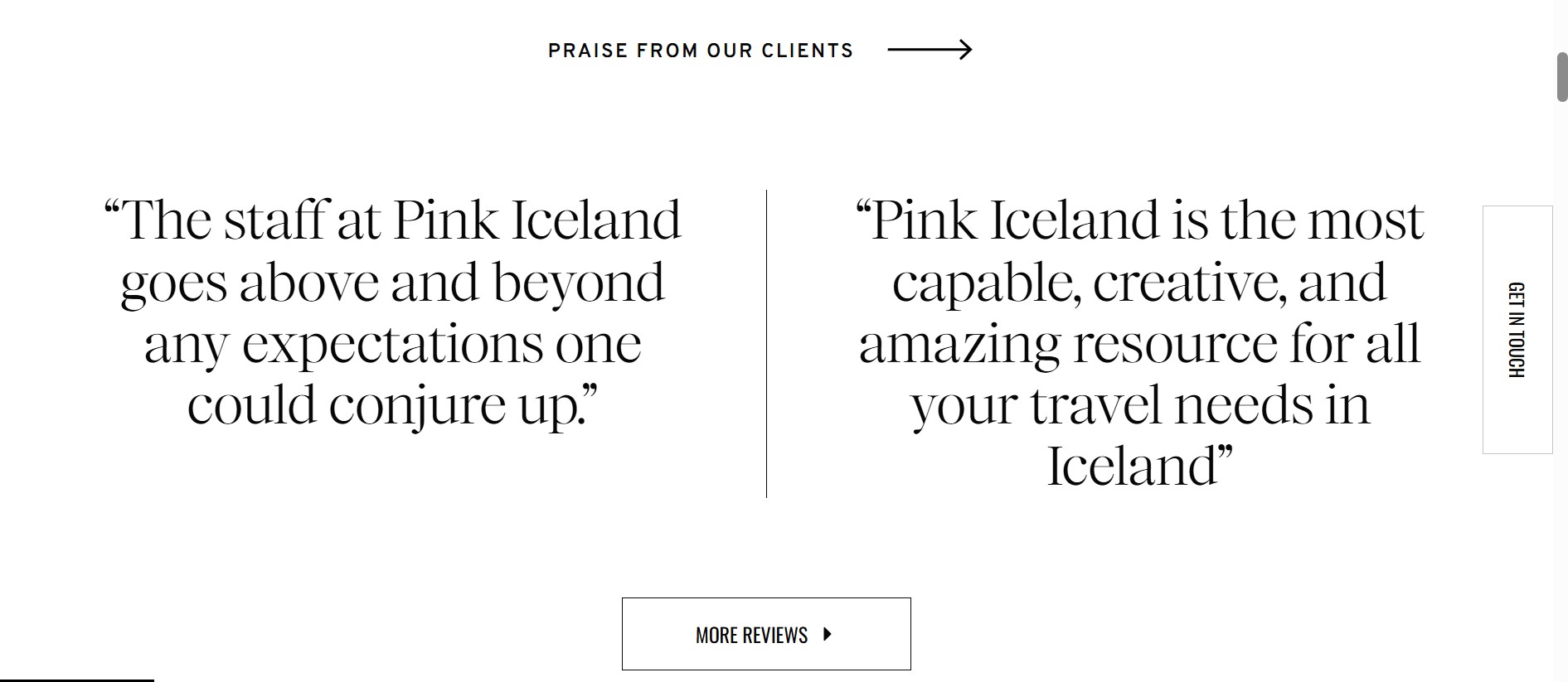 Screenshot of reviews for an Icelandic wedding planenr