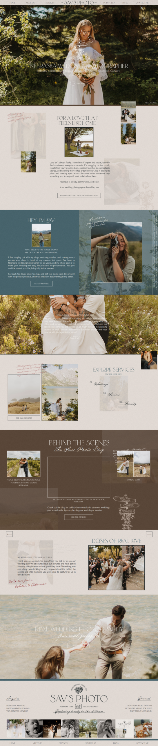 A screenshot of a wedding photographer's website